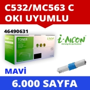 I-AICON C-OKI-C532C OKI 46490631 6000 Sayfa CYAN MUADIL Lazer Yazıcılar / Fak...