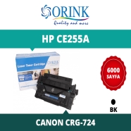 ORINK LHCE255A  HP CE255A/CRG-724 6000 Sayfa SİYAH-BEYAZ MUADIL Lazer Yazıcıl...