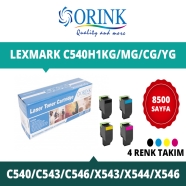 ORINK LLC540BK/C540C/C540Y/C540M 4 COLOR SET  LEXMARKC540H1KG/C540H1MG/G540H1...