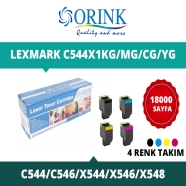 ORINK LLX544BK/X544C/X544Y/X544M 4 COLOR SET  LEXMARKC544X1KG/C544X1MG/C544X1...