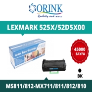 ORINK LLMS811U  LEXMARK 525X/52D5X00 45000 Sayfa SİYAH-BEYAZ MUADIL Lazer Yaz...