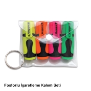 EDDING ED7 Sarı, Turuncu, Yeşil, Pembe Mini Fosforlu 4lü Set İşaretleme Kalemi