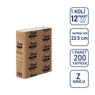 SOSİ 5123 ( 5123 ) 12'li Z KATLAMALI TABAKA 40 g/m² ÇİFT KAT Tabaka Kağıt Havlu