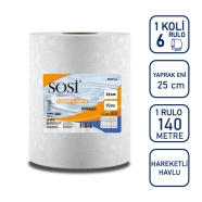 SOSİ 9053 KOKUSUZ 6'lı FOTOSELLİ DİSPENSERLER İÇİN RULO 46 g/m² ÇİFT KAT Kağı...