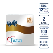 BRAVA ( 1041 ) 1041 12 Paket 34 g/m² ÇİFT KAT Orta Boy Kağıt Peçete