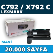 KOPYA COPIA YM-C792/X792C LEXMARK C792X1CG/X792X1CG 20000 Sayfa CYAN MUADIL L...