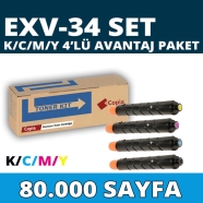 KOPYA COPIA YM-EXV34-SET CANON C-EXV34 80000 Sayfa 4 RENK ( MAVİ,SİYAH,SARI,K...