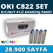 KOPYA COPIA YM-C822-SET OKI C822 28900 Sayfa 4 RENK ( MAVİ,SİYAH,SARI,KIRMIZI...