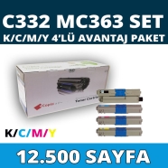 KOPYA COPIA YM-C332-SET OKI C332/MC363 12500 Sayfa 4 RENK ( MAVİ,SİYAH,SARI,K...