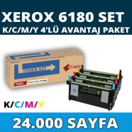 KOPYA COPIA YM-6180-SET XEROX PHASER 6180 24000 Sayfa 4 RENK ( MAVİ,SİYAH,SAR...