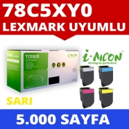 I-AICON C-LEX-78C5XY0 LEXMARK 78C5XY0 5000 Sayfa YELLOW MUADIL Lazer Yazıcıla...