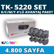 KOPYA COPIA YM-TK5220-SET KYOCERA TK-5220 4800 Sayfa 4 RENK ( MAVİ,SİYAH,SARI...
