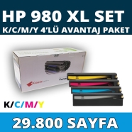 KOPYA COPIA YM-980XL HP 980XL 29800 4 RENK ( MAVİ,SİYAH,SARI,KIRMIZI ) MUADIL...