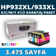 KOPYA COPIA YM-HP932-933XL-SET HP 932XL/933XL 3475 4 RENK ( MAVİ,SİYAH,SARI,K...