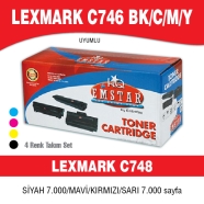EMSTAR E-LC746 K/C/M/Y LEXMARK C746 K/C/M/Y 7000 Sayfa BLACK MUADIL Lazer Yaz...