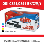 EMSTAR E-OC831 K/C/M/Y OKI C301 K/C/M/Y 10000 Sayfa BLACK MUADIL Lazer Yazıcı...