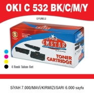 EMSTAR E-OC532 K/C/M/Y OKI C532 K/C/M/Y 7000 Sayfa BLACK MUADIL Lazer Yazıcıl...