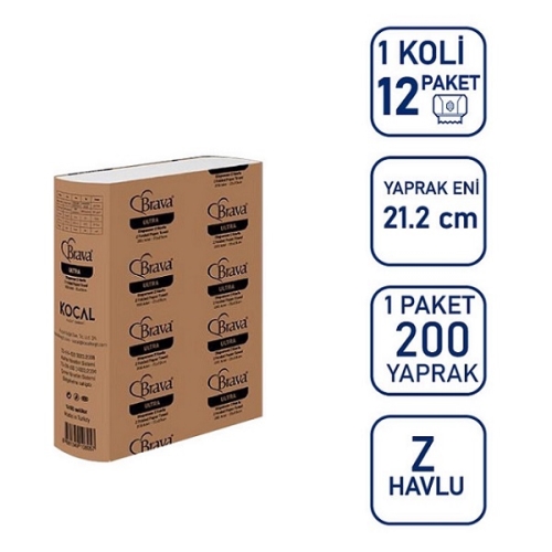 BRAVA ULTRA DİSPENSER ( 5220 ) 12'li Z KATLAMALI TABAKA 40 g/m²