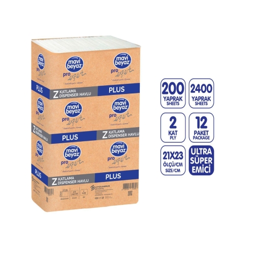 MAVİ BEYAZ 144006 DİSPENSER HAVLU 21*23 12'li 40 g/m² ÇİFT KAT