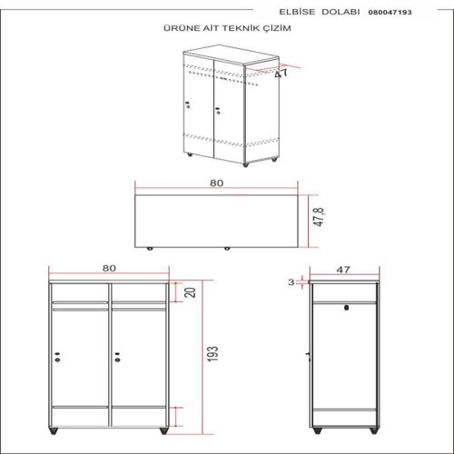 DOVİ VENÜS VNU VDL 080047193 QD L Çift Kişilik 802 x 477 x 1930 mm