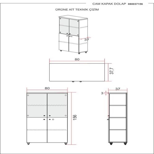 DOVİ VENÜS VNU CDL 080037156 QQ L 802 x 377 x 1560 mm Dosya Dolabı