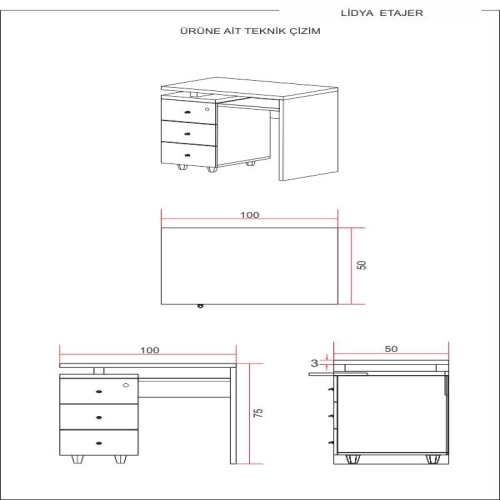 MAO°・*:ページ DOVİ LİDYA LDY ETJ 100050075 QQ K 1000 x 500 x 750 mm Bilgisayar